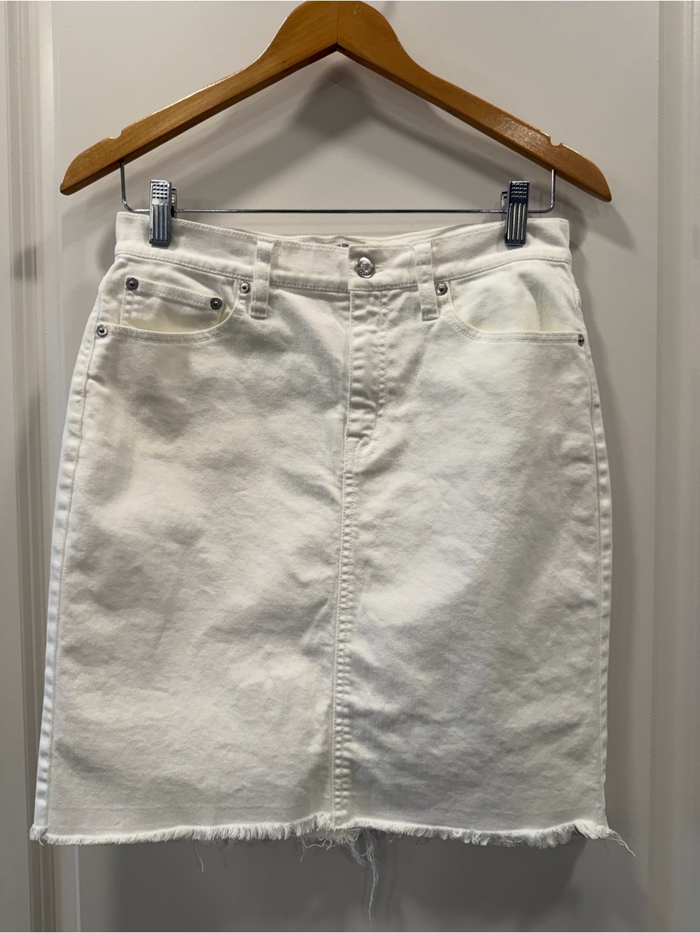 White Denim Mini Skirt